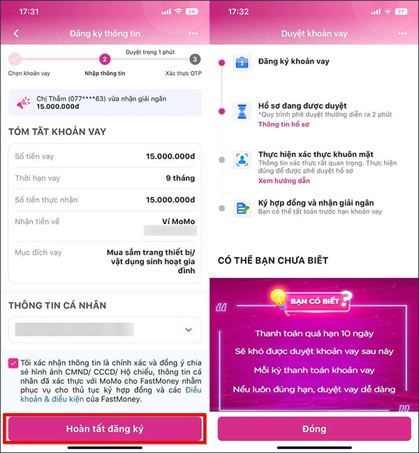 Dịch vụ FastMoney trên MoMo