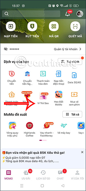 Ví trả sau trên MoMo