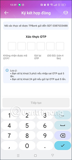 Nhập mã OTP