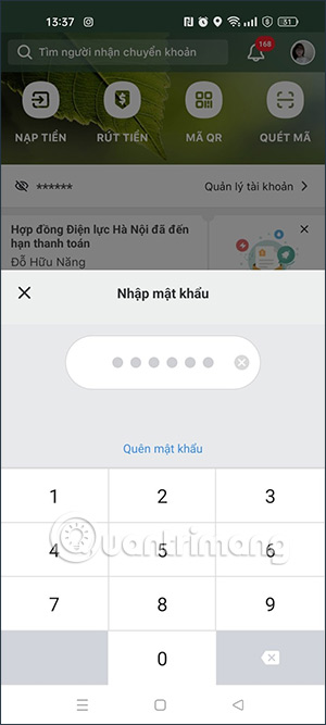 Nhập mật khấu Momo