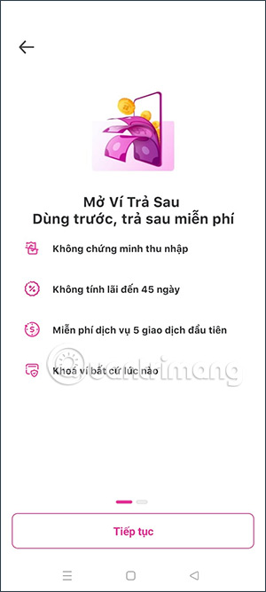 Thông tin Ví trả sau trên MoMo