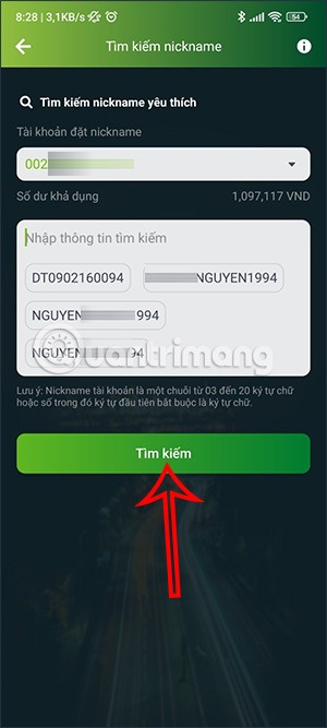 Tìm kiếm giá nickname Vietcombank