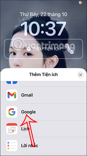 Chọn widget Google