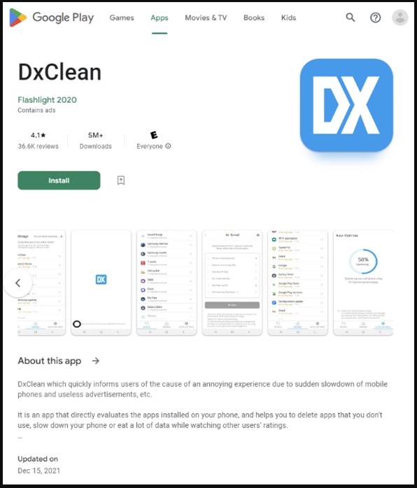 Ứng dụng DxClean