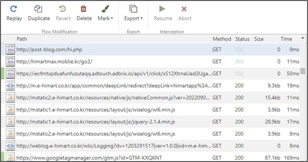 Lưu lượng truy cập mạng để thu thập thông tin cho Clicker