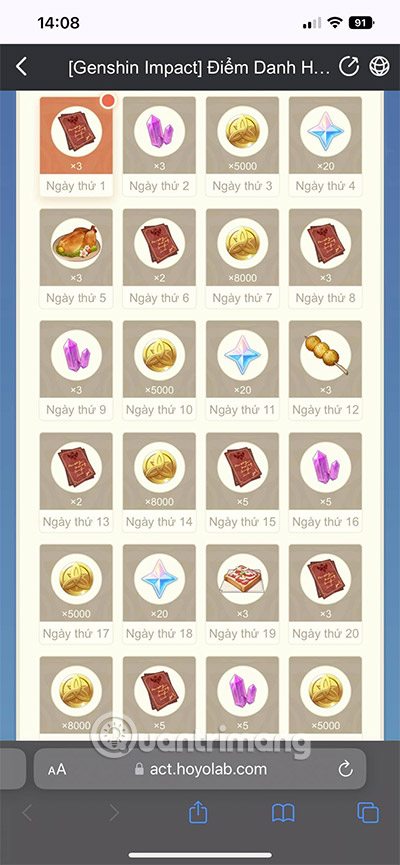 genshin impact diem danh