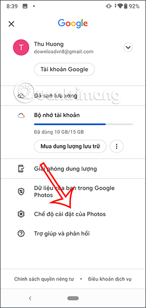 Cài đặt Google Photos