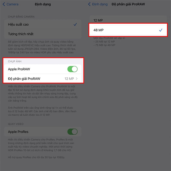 Kích hoạt Apple ProRAW trên iPhone