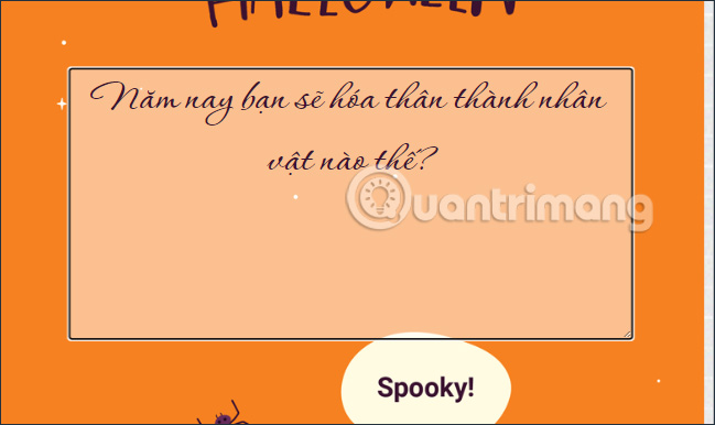 Nhập nội dung vào thiệp Halloween
