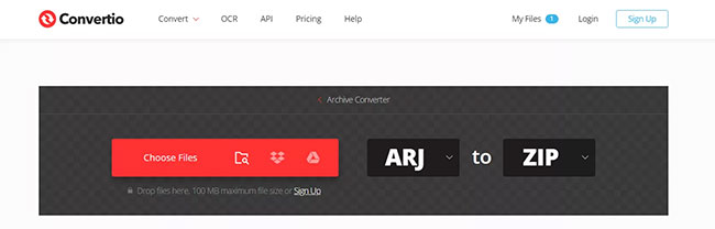 Công cụ chuyển đổi ARJ Convertio
