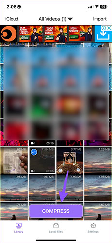 Chọn video muốn nén