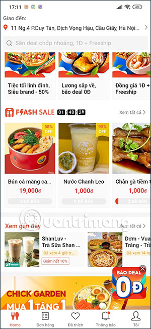 Đặt hàng trên ShopeeFood