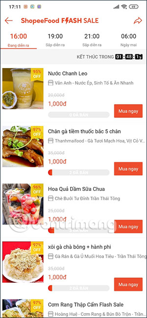 Đặt đồ ăn trên ShopeeFood