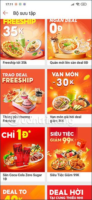 Ưu đãi trên ShopeeFood
