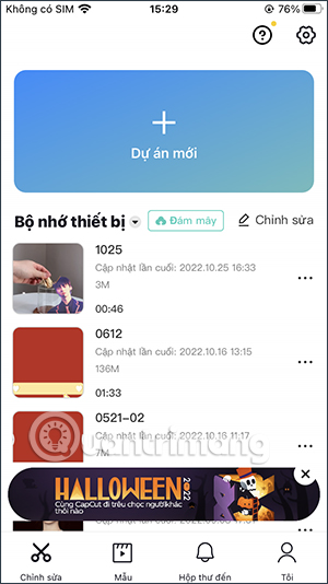 Giao diện CapCut