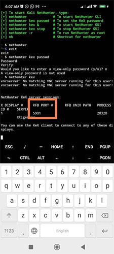 Note down the RFB port number