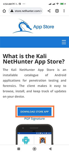 Download and install the NetHunter store app