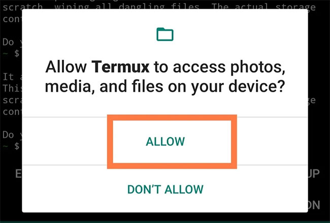 Allow Termux to access files