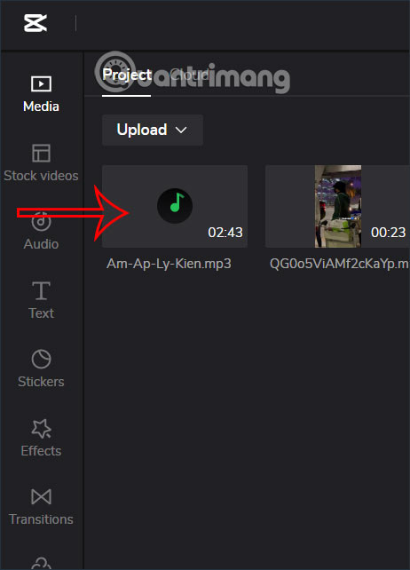 Tải nhạc lên CapCut online