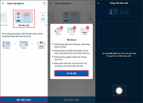 Chụp giấy tờ mở tài khoản VietinBank