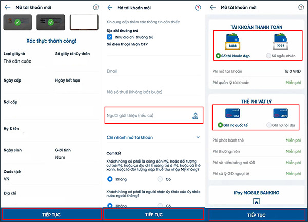 Chọn số tài khoản mở tài khoản VietinBank