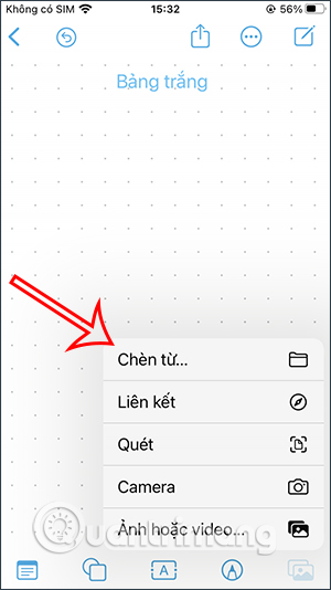 Tùy chọn chèn ảnh vào bảng trắng Freeform