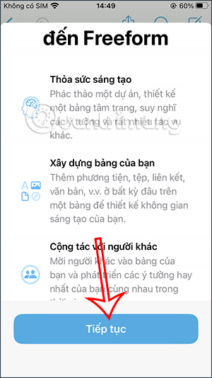 Nội dung ứng dụng Freeform