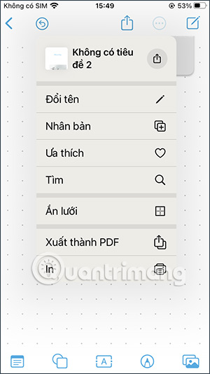 Tùy chọn bảng trắng trên Freeform