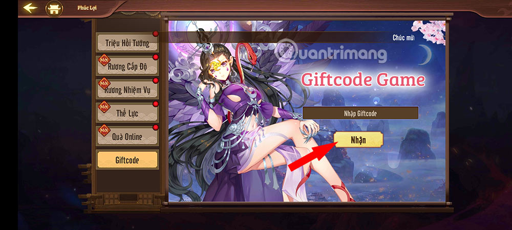 Cách nhập code Âm Dương Truyện Mobile