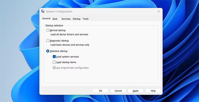 Bỏ chọn hộp có nội dung Load startup items