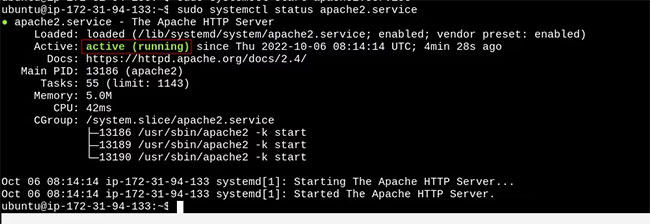 Apache server đang hoạt động