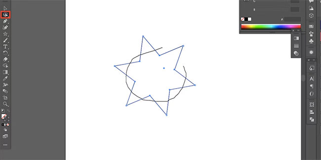 Công cụ Illustrator Lasso với hình ngôi sao được chọn