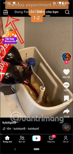 Truy cập livestream TikTok