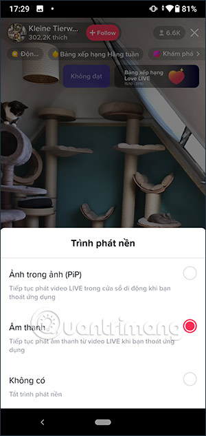 Chế độ xem livestream