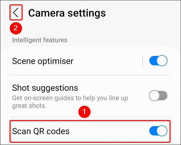 Bật tùy chọn “Quét mã QR”