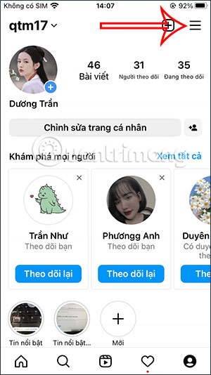Tùy chỉnh tài khoản Instagram
