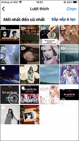 Bài viết đã thích trên Instagram