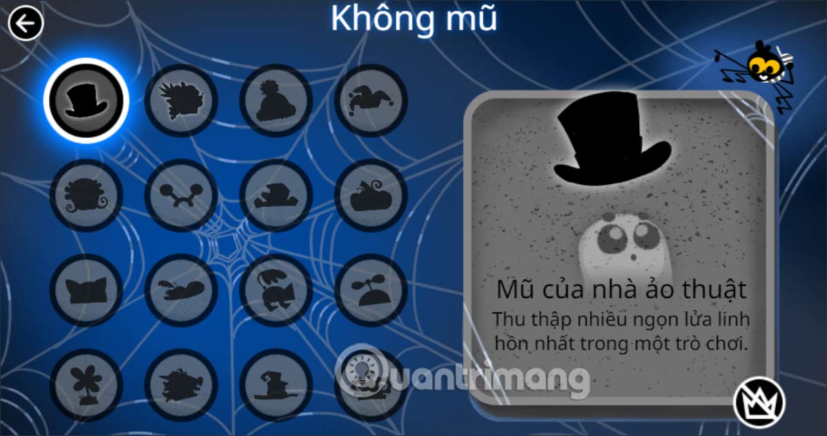 Vật phẩm mũ trong game Halloween Google 2022