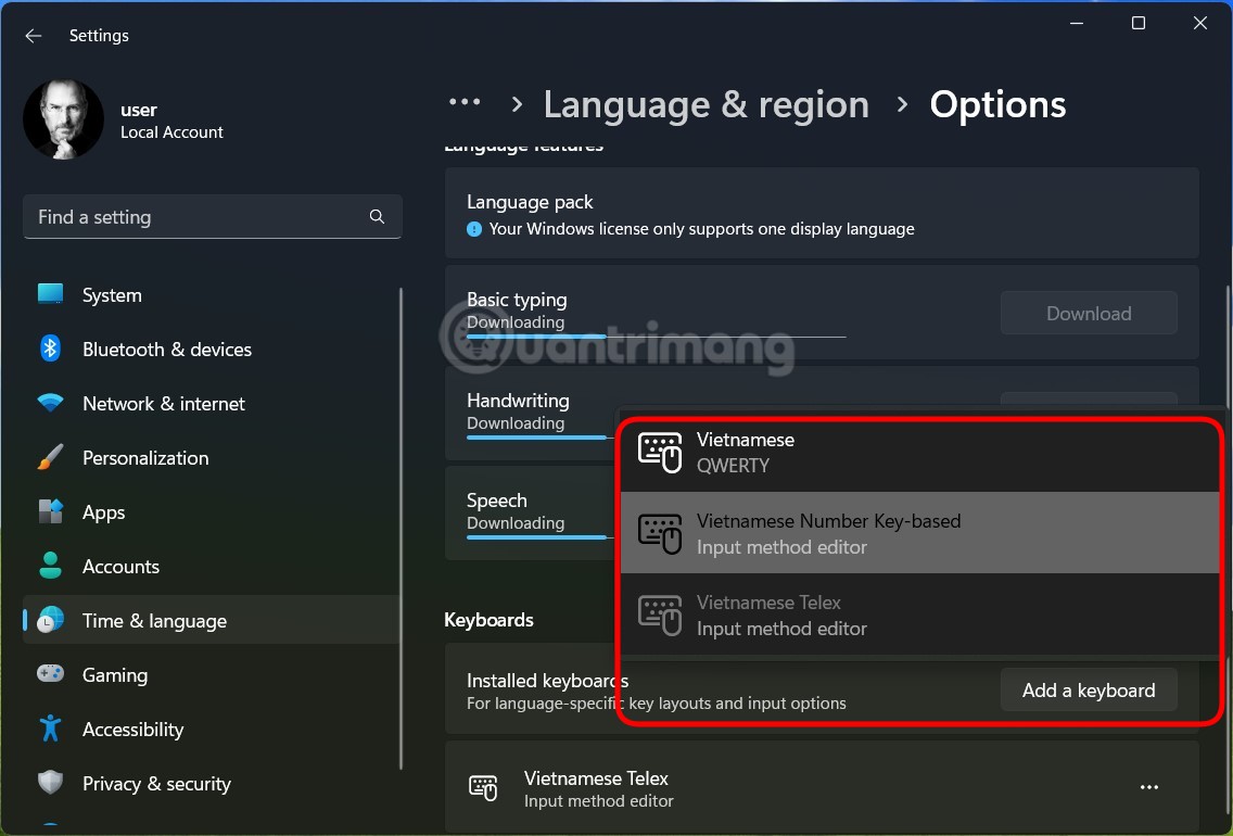Chọn Vietnamese Number Key-based
