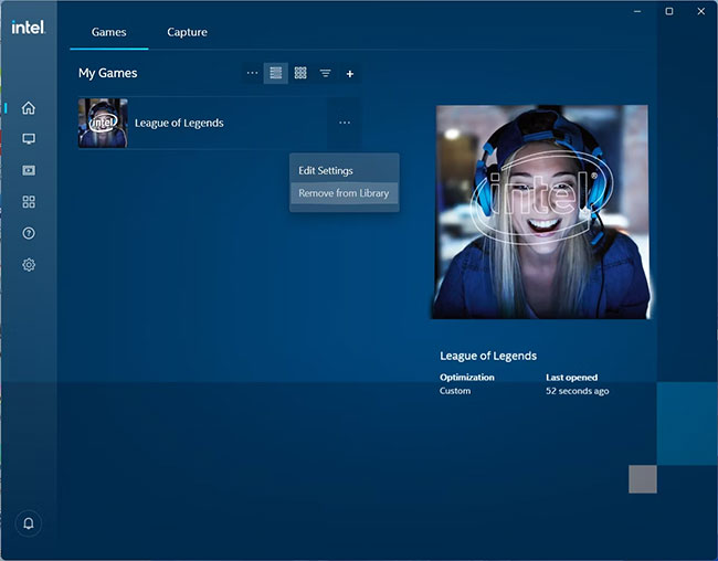 Xóa game khỏi thư viện trong Intel Graphics Command Center