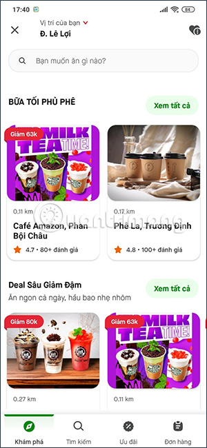 Các đồ ăn ph0ng phú trên Gojek