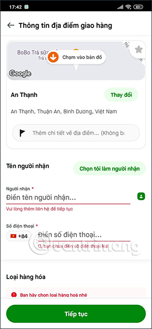 Dịch vụ gửi đồ trên Gojek