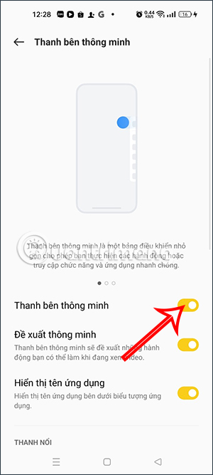 Bật thanh bên thông minh trên Oppo