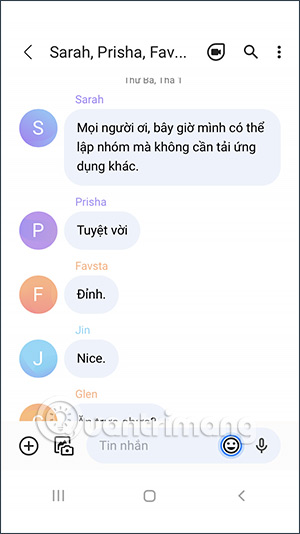 Giao diện nhắn tin trên Samsung Galaxy