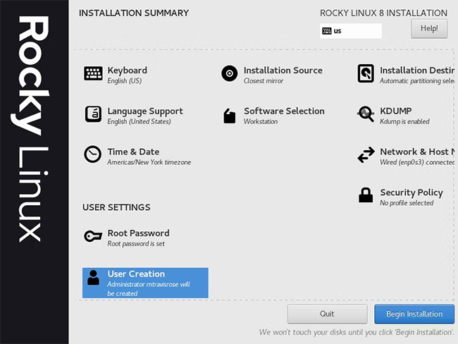 Bắt đầu cài đặt Rocky Linux