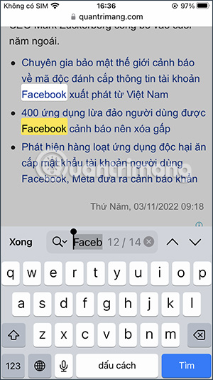 Hiển thị từ cần tìm