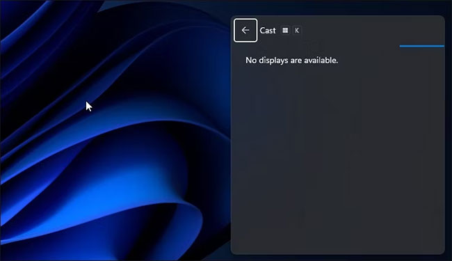 Tùy chọn Cast sẽ bắt đầu quét các Wireless Displays khả dụng