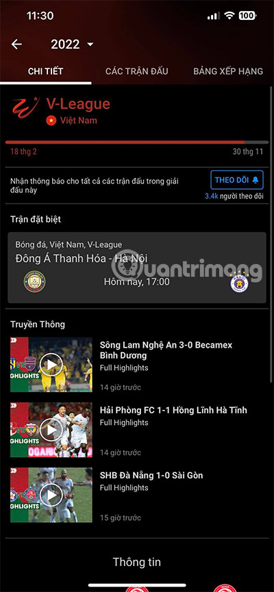 lịch v league