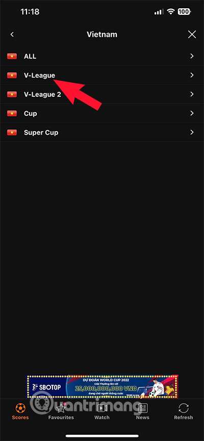 xem lịch vleague