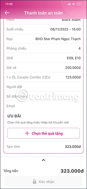 Thanh toán vé xem phim trên MoMo